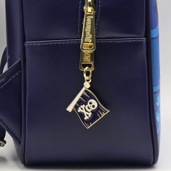 Loungefly Disney Peter Pan Jolly Roger Tinker Bell Blue Mini Backpack Bag New - Picture 6 of 6